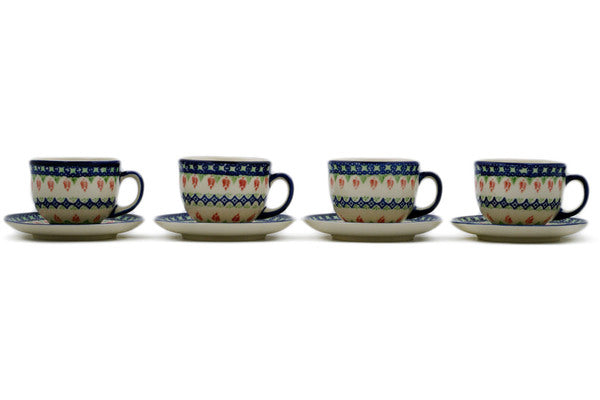 10 oz Set of 4 Cups with Saucers Cer-maz H0005K