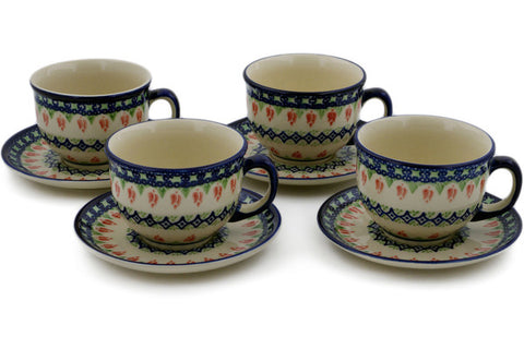 10 oz Set of 4 Cups with Saucers Cer-maz H0005K