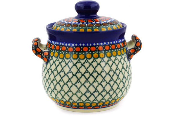 6" Jar with Lid and Handles Ceramika Artystyczna UNIKAT H2161E