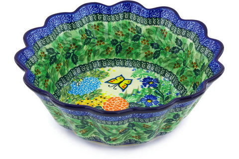 11" Scalloped Fluted Bowl Ceramika Artystyczna UNIKAT H4469G