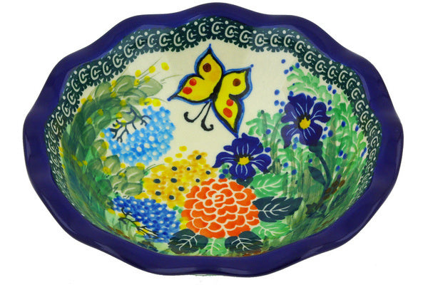 7" Scalloped Bowl Ceramika Artystyczna UNIKAT H4476G