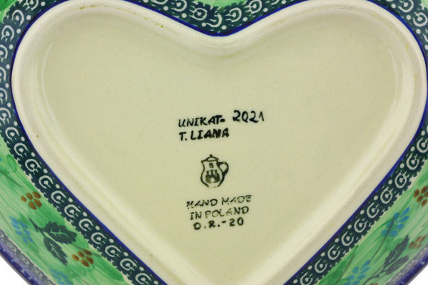 11" Heart Shaped Bowl Ceramika Artystyczna UNIKAT H4992G
