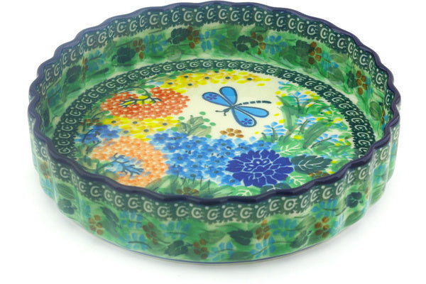 8" Fluted Pie Dish Ceramika Artystyczna UNIKAT H5449G