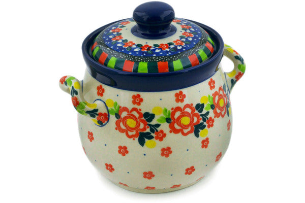 6" Jar with Lid and Handles Ceramika Artystyczna UNIKAT H7625J