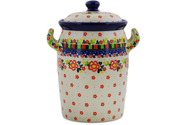 11" Jar with Lid and Handles Ceramika Artystyczna UNIKAT H8263J