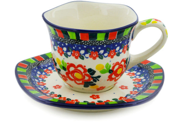 8 oz Cup with Saucer Ceramika Artystyczna UNIKAT H8340J