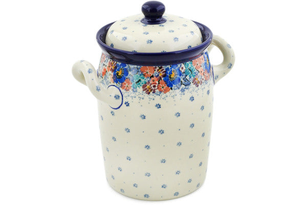 9" Jar with Lid and Handles Ceramika Artystyczna UNIKAT H8543J